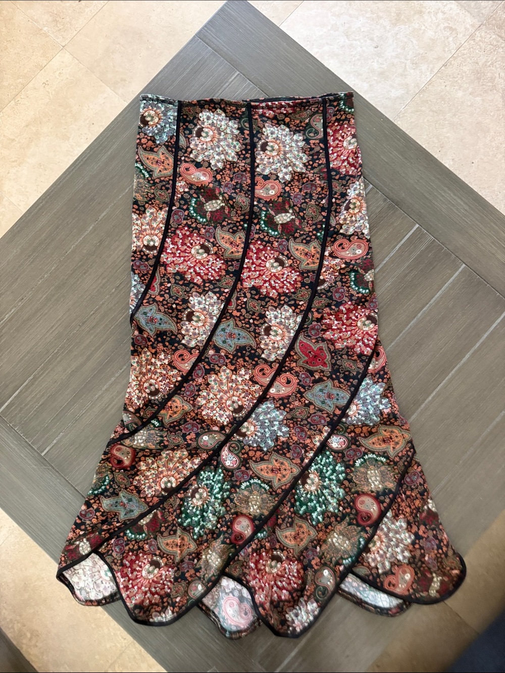 Laundry By Shelli Segal Paisley & Floral A-Line Skirt - Black, Pink, Green, Blue